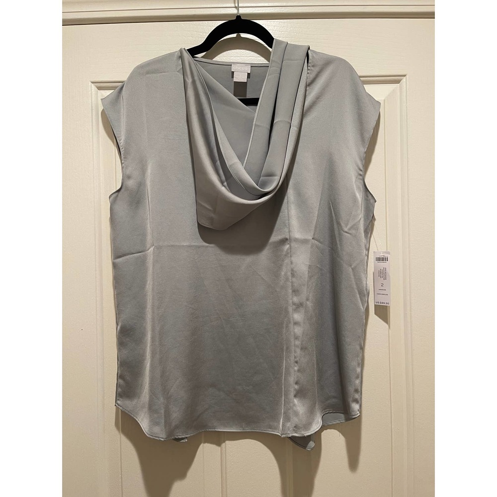 CHICO'S Dressy Silver Top - Size 2 (Large) - NEW!!